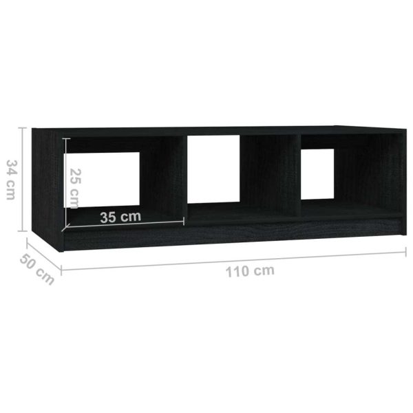 Coffee Table 110x50x34 cm Solid Pinewood – Black