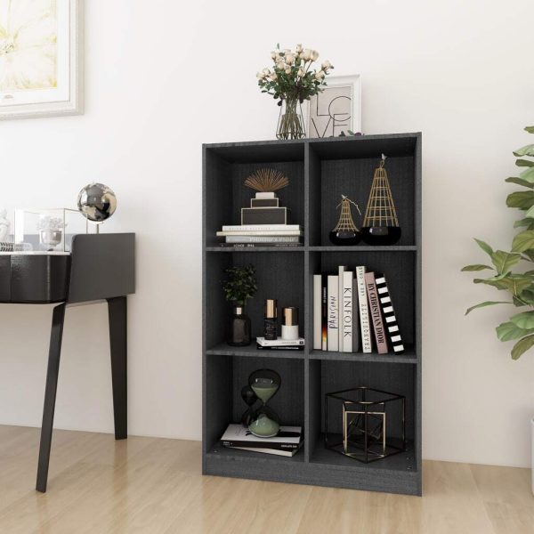 Book Cabinet 70x33x110 cm Solid Pinewood – Grey
