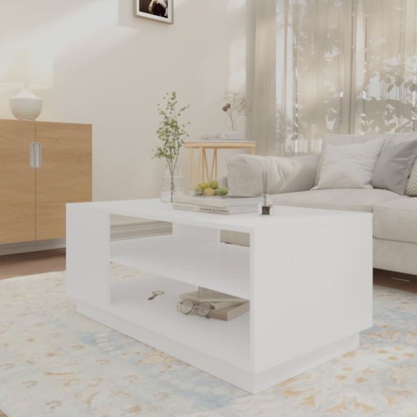 Coffee Table 102x55x43 cm Engineered Wood – White