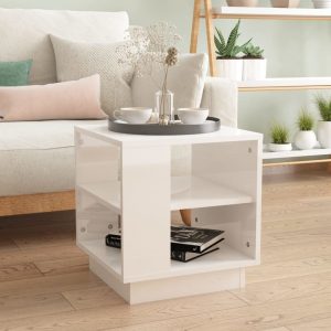 Coffee Table 40x40x43 cm Engineered Wood – High Gloss White