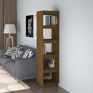 Book Cabinet Solid Pinewood – 40x35x167 cm, Honey Brown