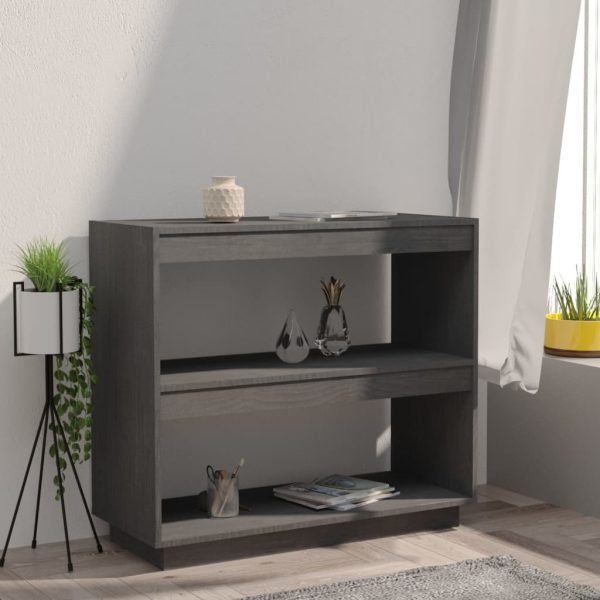 Book Cabinet Solid Pinewood – 80x35x71 cm, Grey