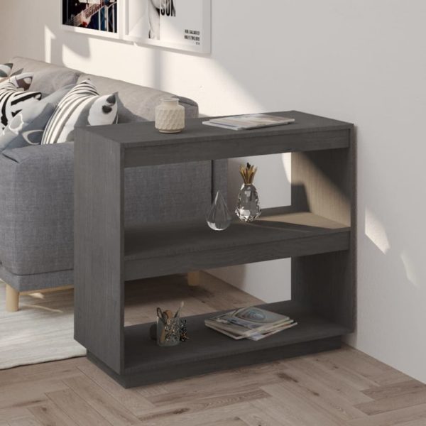 Book Cabinet Solid Pinewood – 80x35x71 cm, Grey