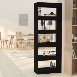 Portlethen Book Cabinet/Room Divider 60x30x166 cm Engineered Wood – Black