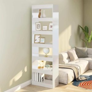 Boerne Book Cabinet/Room Divider 60x30x198 cm – High Gloss White