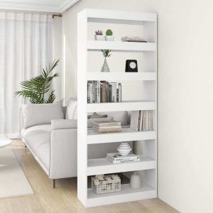 Opelika Book Cabinet/Room Divider 80x30x198 cm Engineered Wood – White