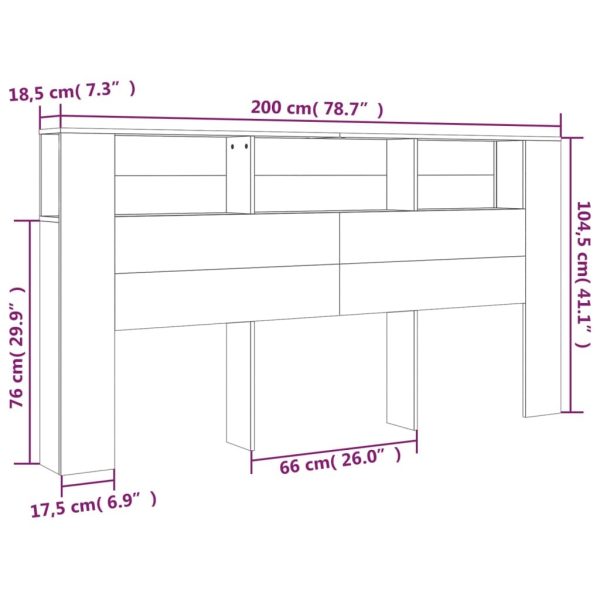 Headboard Cabinet 200×18.5×104.5 cm – White