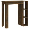 Bar Table with Shelf 102x50x103.5 cm Engineered Wood – Smoked Oak