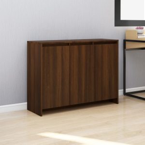 Sideboard 102x33x75 cm Engineered Wood – Brown Oak
