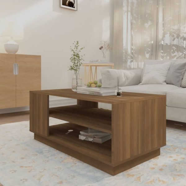 Coffee Table 102x55x43 cm Engineered Wood – Brown Oak
