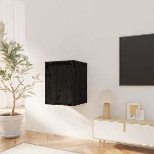 Wall Cabinet 30x30x40 cm Solid Wood Pine – Black, 1