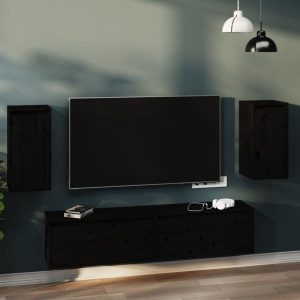 Wall Cabinet 30x30x60 cm Solid Wood Pine – Black, 2