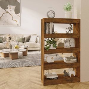 Northfield Book Cabinet/Room Divider 80x30x135 cm Engineered Wood – Smoked Oak