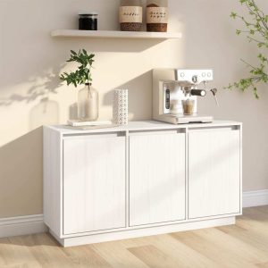 Sideboard 111x34x60 cm Solid Wood Pine – White