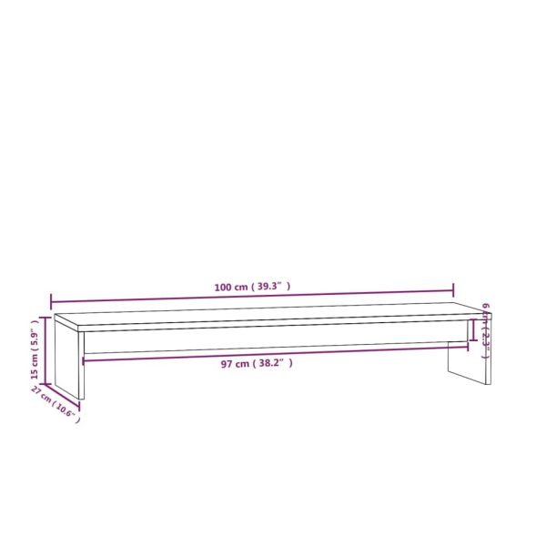 Outer Monitor Stand 100x27x15 cm Solid Wood Pine – Brown