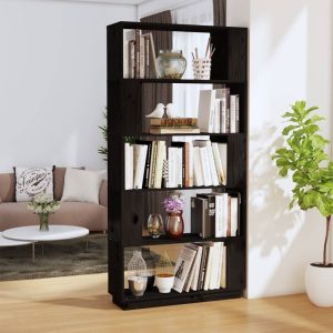 Dayton Book Cabinet/Room Divider 80x25x163.5 cm Solid Wood Pine – Black