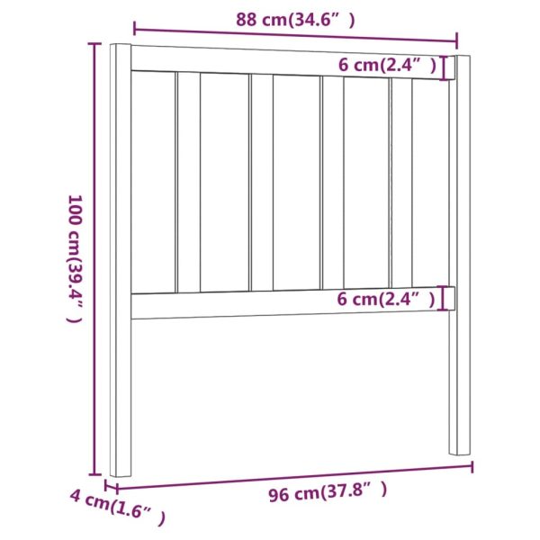 Bed Headboard Solid Wood Pine – 96x4x100 cm, Brown