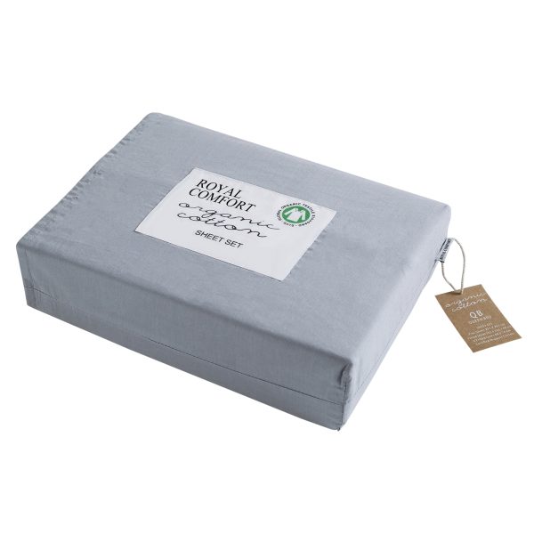 Royal Comfort – 250TC 100% Organic Cotton 4 Piece Sheet Set – QUEEN, Graphite