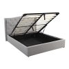 Harden Gas Lift Queen Size Storage Bed Frame Upholstery Fabric in Grey Colour with Tufted Headboard and Wings