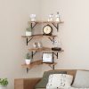 4 Pcs Floating Shelves Corner Shelf Wall Mounted Storage Wooden Display