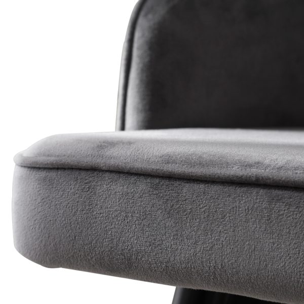 2x Bar Stools Stool Kitchen Chairs Swivel Velvet Barstools Vintage – Grey