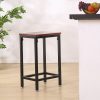 2x Bar Stools Stool Kitchen Wooden Black Chair Dining Metal Industrial Barstools