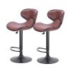 2x Bar Stools Stool Kitchen Chairs Swivel PU Leather Industrial Furniture Brown