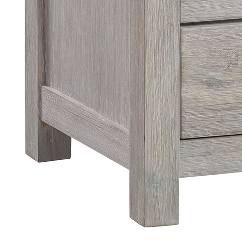 Euxton Bedside Table 2 drawers Night Stand Solid Acacia Storage in White Ash Colour