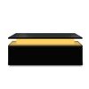 Coffee Table LED Lights High Gloss Storage Drawer Living Room – Black