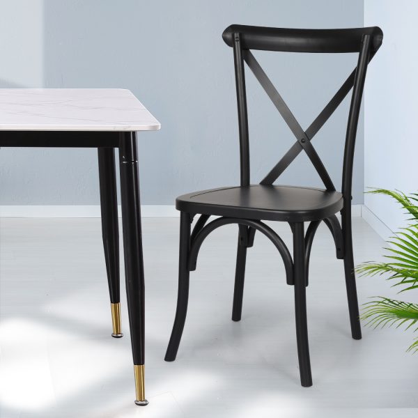 2x Dining Chairs Kitchen Table Chair Natural Wood Cafe Lounge Seat Black