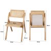 Foldable Single Deck Chair Solid Wood Rubberwood Rattan Lounge Seat