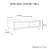 Coffee Table Solid Wood Acacia & Veneer Frame 2 Drawers Storage Sliver Brush Colour