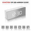 Digital LED Mirror Alarm Clock Temperature LED Light Table Time Bedside Clock AU – White