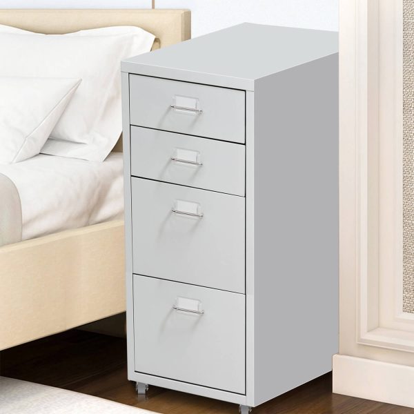 4 Tiers Steel Orgainer Metal File Cabinet With Drawers Office Furniture – White