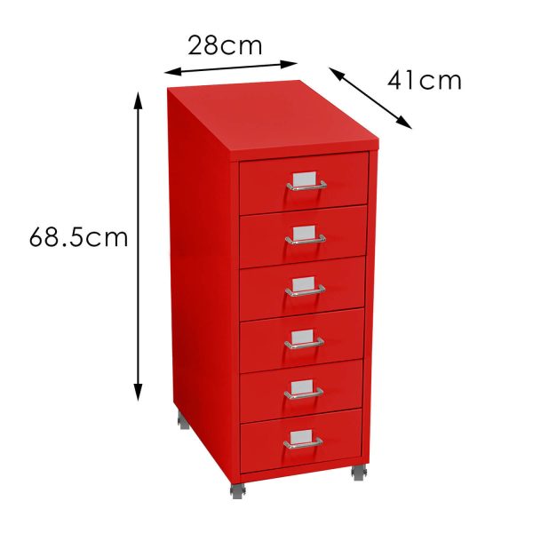 6 Tiers Steel Orgainer Metal File Cabinet With Drawers Office Furniture – Red