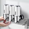 3 Bottles Bathroom Shower Soap Shampoo Gel Dispenser Pump Wall 1500ml – Silver