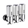 3 Bottles Bathroom Shower Soap Shampoo Gel Dispenser Pump Wall 1500ml – Silver