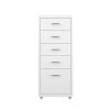 5 Drawers Portable Cabinet Rack Storage Steel Stackable Organiser Stand – White