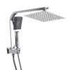 Rain Shower Head Set Square Brass Taps Mixer Handheld High Pressure – Silver