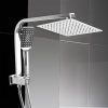 Rain Shower Head Set Square Brass Taps Mixer Handheld High Pressure – Silver