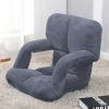 Foldable Lounge Cushion Adjustable Floor Lazy Recliner Chair with Armrest – Grey