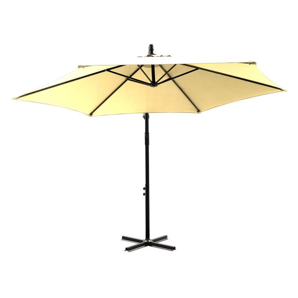3M Outdoor Umbrella Cantilever Cover Garden Patio Beach Umbrellas Crank – Beige