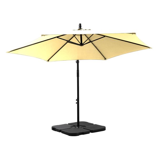 3M Outdoor Umbrella Cantilever Base Stand Cover Garden Patio Beach Umbrellas – Beige