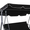 Swing Chair Hammock Outdoor Furniture Garden Canopy Cushion 3 Seater Seat – Black