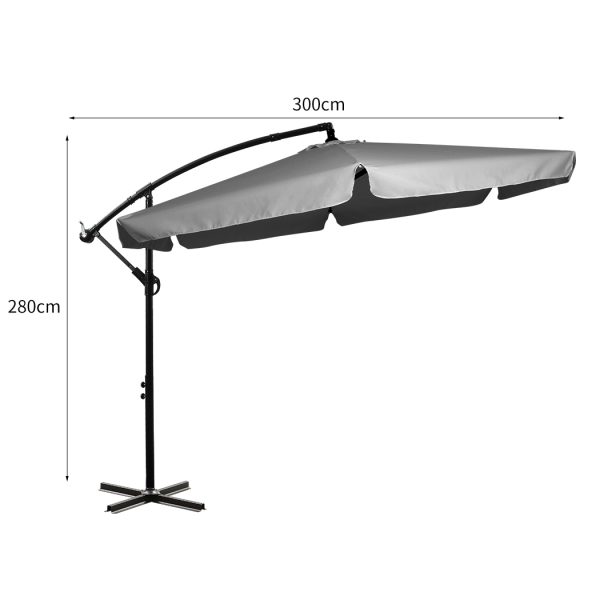 3M Patio Outdoor Umbrella Cantilever – Grey