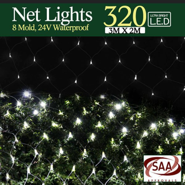 320LED Fairy Lights Net Mesh Curtain Wedding Party XMAS Tree D?cor – Cool White