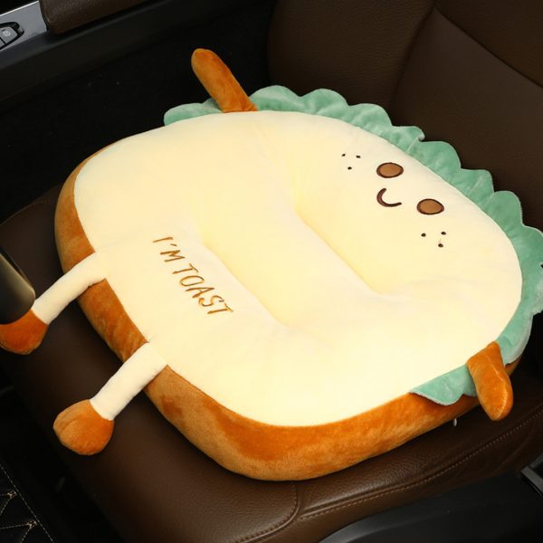 Cute Face Toast Bread Cushion Stuffed Car Seat Plush Cartoon Back Support Pillow Home Decor – 1