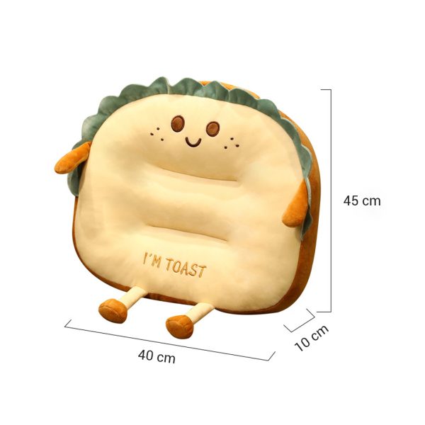 Cute Face Toast Bread Cushion Stuffed Car Seat Plush Cartoon Back Support Pillow Home Decor – 1