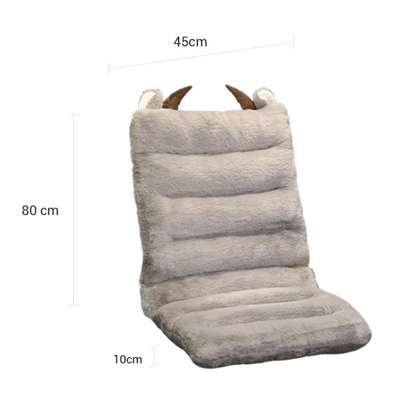 Grey One Piece Siamese Cushion Office Sedentary Butt Mat Back Waist Chair Support Home Decor With Buffalo Ears – 1