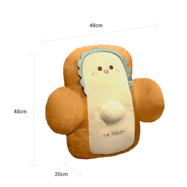 Happy Face Toast Bread Cushion Stuffed Car Seat Plush Cartoon Back Support Pillow Home Decor – 1